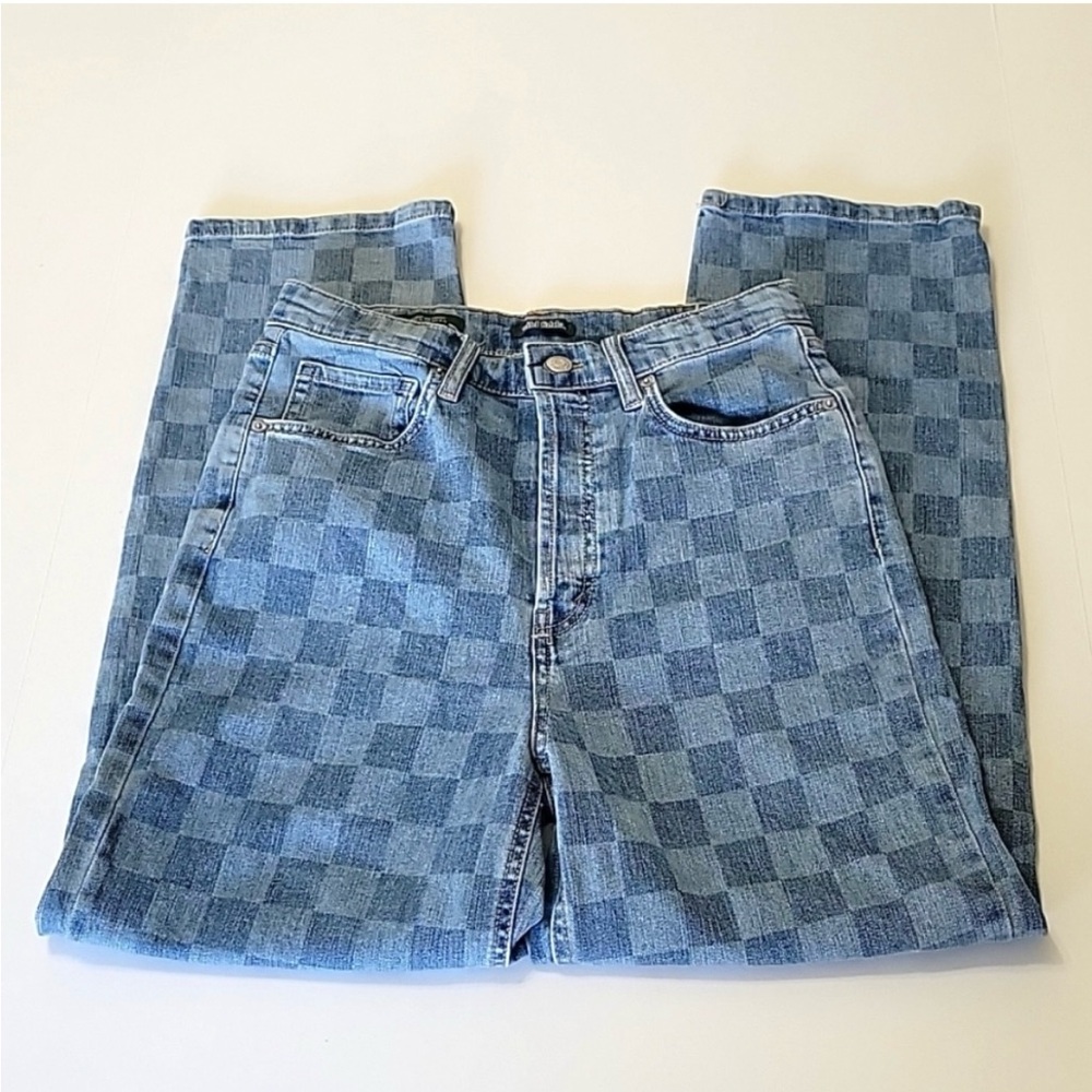 Wild fable Highest Rise straight checkered denim blue jeans women's size…